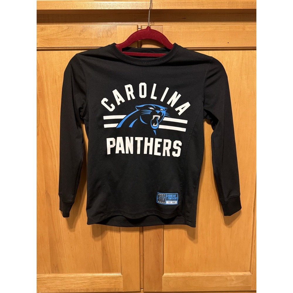 Carolina Panthers Child's Size 8 Black Long Sleeve Shirt NFL Football